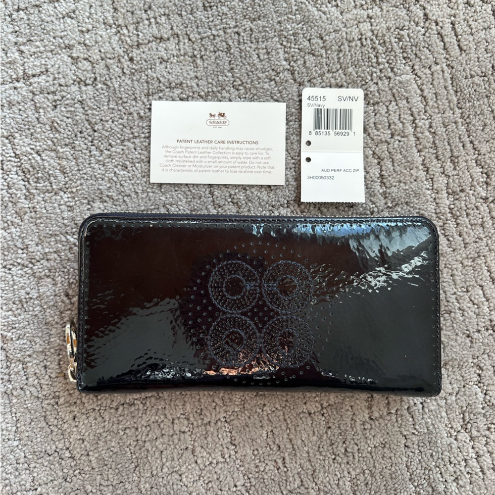 Coach Patent Leather Zip Around Wallet